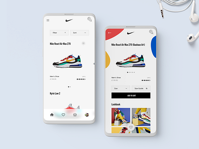 Nike Mobile app brand branding design flat home icon identity illustration index ios mobile mockup nike shoes typography ui ux website