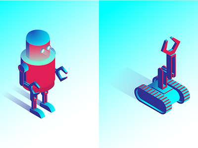 Robots coloful design flat game gradient illustration package vector