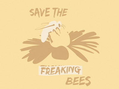 Save the Freaking Bees bees illustration monochromatic