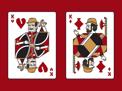 Red Kings design diamonds hearts illustration king playing card red