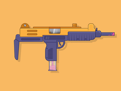Puzi design flat gun illustration minimal ui uzi vector
