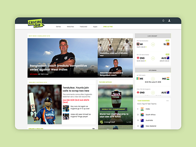 Cricingif cricket match update sports streaming ui ux web website