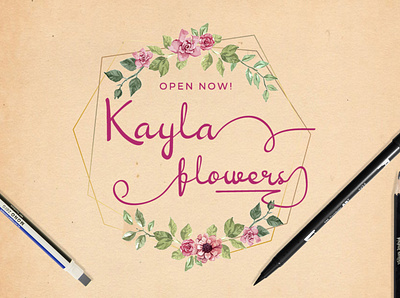 Kayla Flower Shop (design concept) branding design display font illustration logo