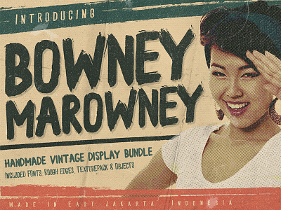 Bowney Marowney (Special Price) brush calligraphy font handcraft handmade lettering oldschool rough texture typeface typography vintage