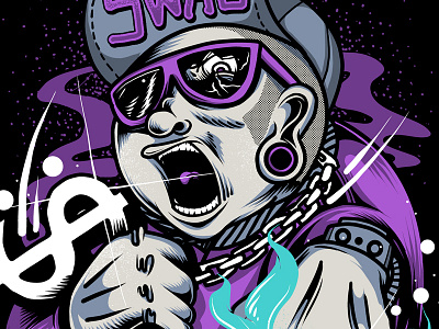 Swag Bastard art artwork bastard black bling cartoon design draw drawing hiphop illustration inking lineart purple swag work