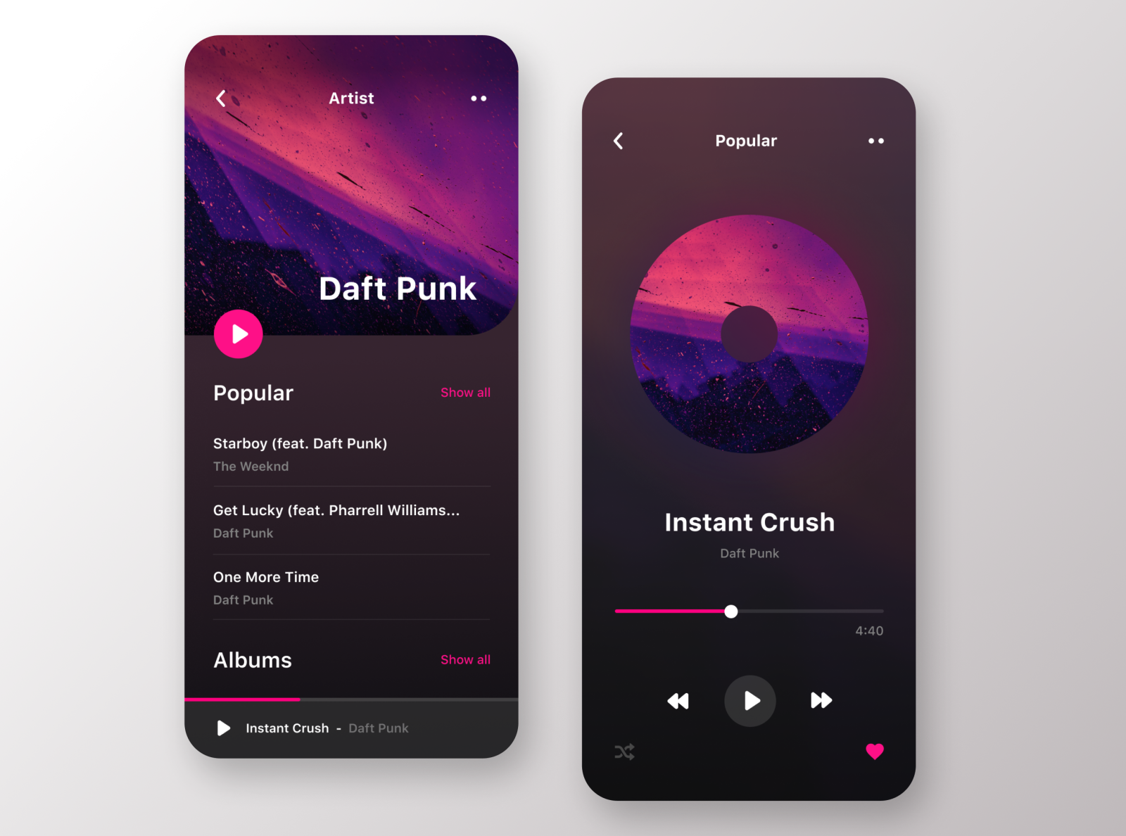 Music App UI by Anastasia Kanygina on Dribbble