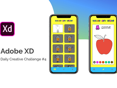 Colour and Learn Kids App animation design illustration interaction animation ui ux xd xddailychallenge