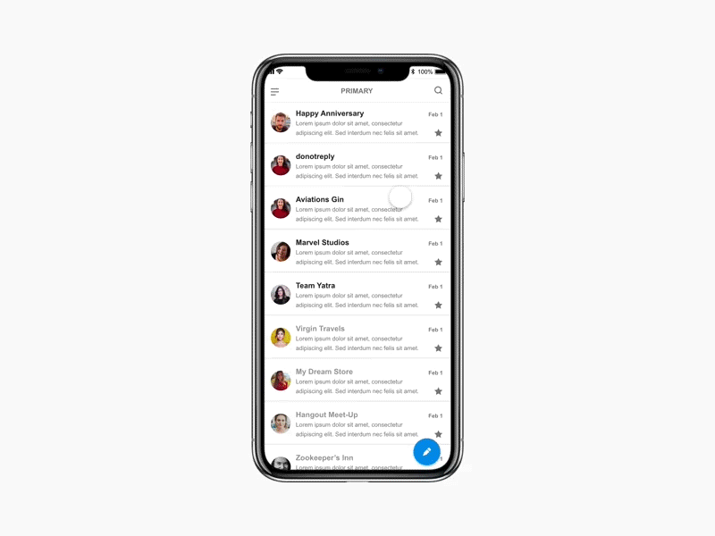 Email - Swipe to Edit Interaction