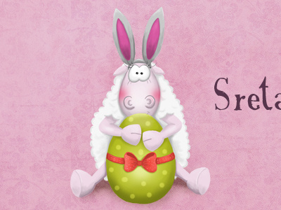 Happy Easter! bunny children easter egg illustration sheep