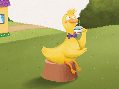 Tea time childrens book digital illustration duck funny animals picture book snorybear