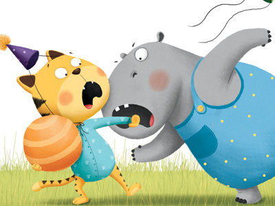 Angry hippo bites childrens book childrens illustration funny animal characters hippo picture book tiger