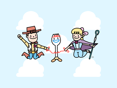 TOGETHER4 adobe alien bopeep cloud cowboy design disney forky illustration jump photoshop planet scianalog scientificanalog sky together toy story toystory woody xmodel