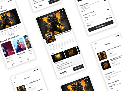 Online Game Store - E-Commerce shop app design flat ui web