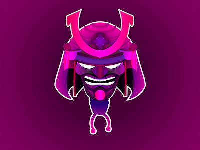 Neon samurai design illustration vector