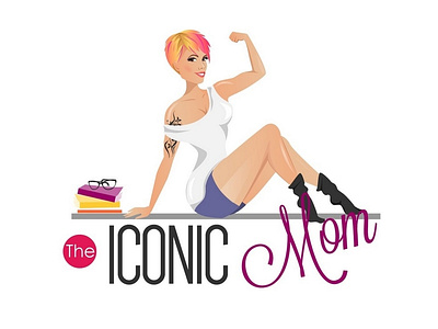 The Iconic Mom feminine font feminine logo fitness logo portrait illustration woman illustration