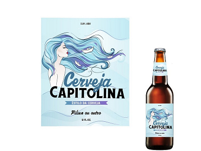 Cervejaria Capitolina beer bottle food and drink label design logo