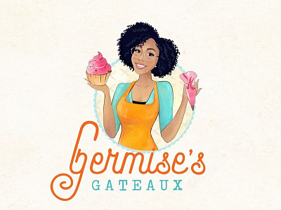 Germise's Gateaux beautiful girl feminine logo food and drink girl illustration logo portrait portrait illustration