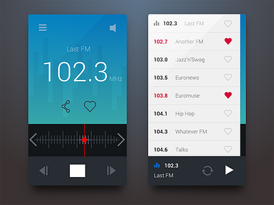 FM Radio UI android app fm interface ios iphone mobile music radio tuner ui ux