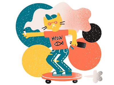 Sk8r Kat cat drawing illustration ilustracja procreate skateboard skater
