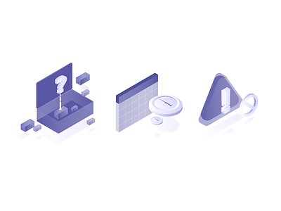 Monochrome isometric illustration icon 3d design illustration isometric isometric icons purple schedule warning