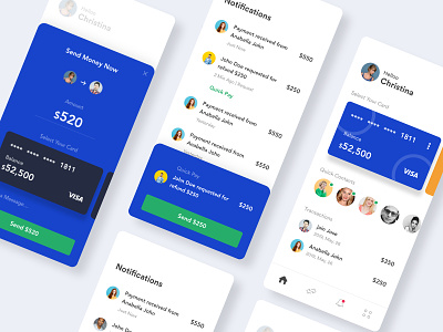 Payment App UI android app contacts debit card home ios landingpage money payment transfer ui ux