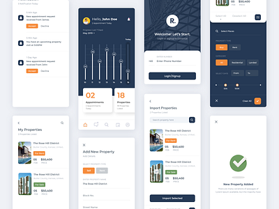 Realbot - Realestate App add app design card creative dribbble filter graphic homepage list login notification property realestate tiles ui ux