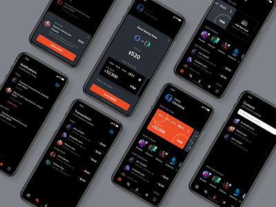 Quick Pay Dark Mode android app app cards contacts creative dailyui history homepage ios landingpage notification payment payments quick search send tabbar tiles transfer uiux