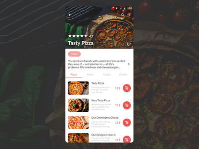 DailyUI 043 - Food/Drink Menu