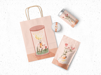 瓶の花系列 branding design flat illustration illustration logo typography 女孩 女孩插画