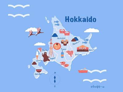 北海道地图插画 branding design flat illustration 地图插画