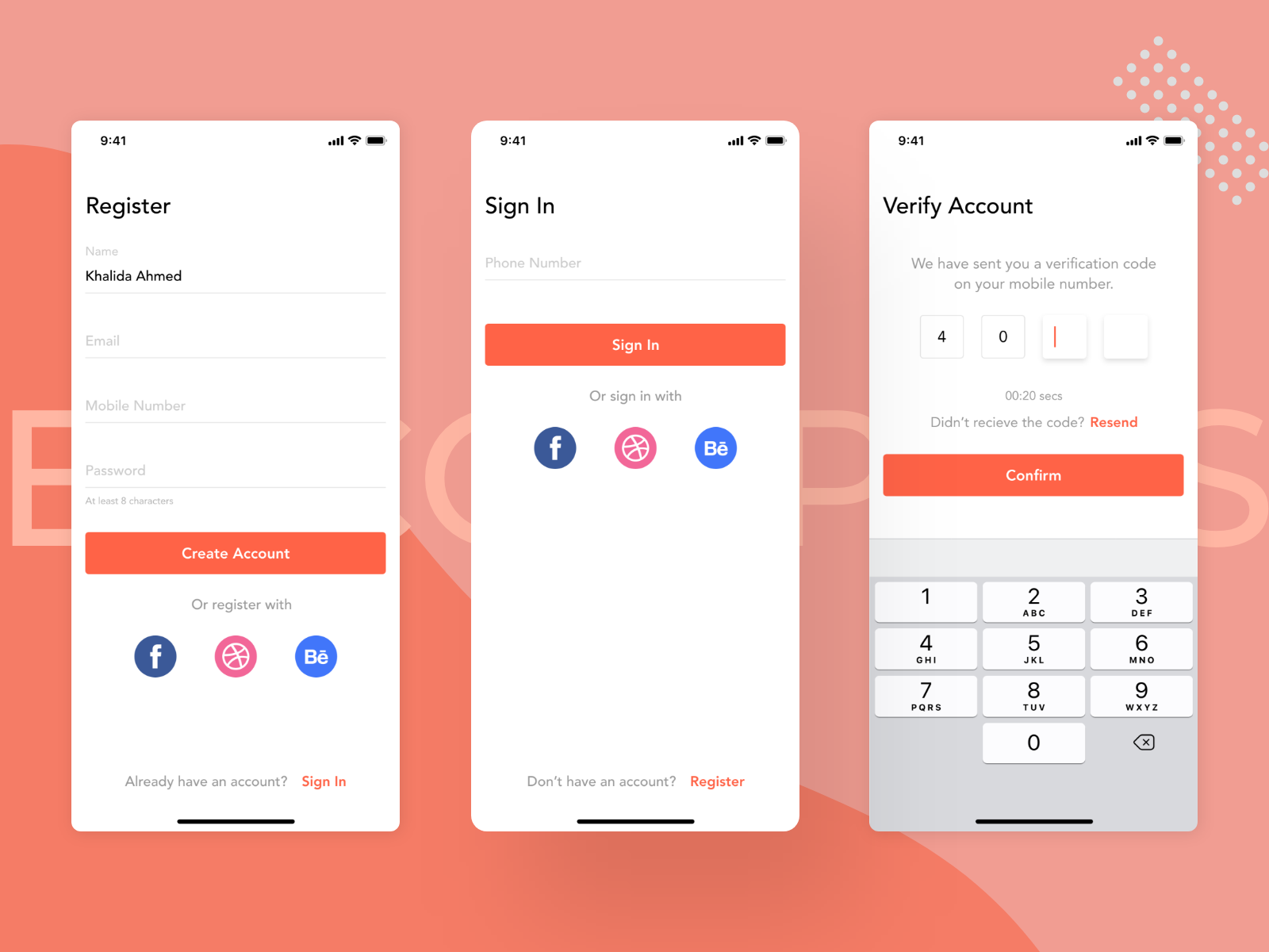 Sign In & Register Screens by Khalida Begum on Dribbble