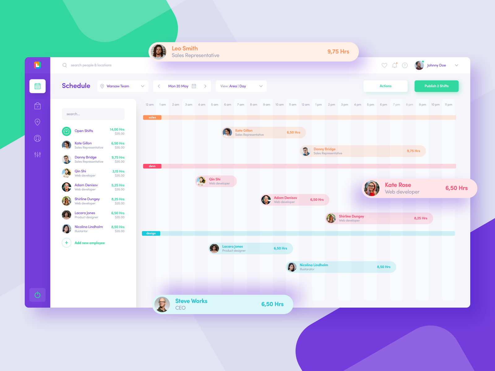 Leeve.me: Team Schedule by Peter Jouret for JDSolutions on Dribbble