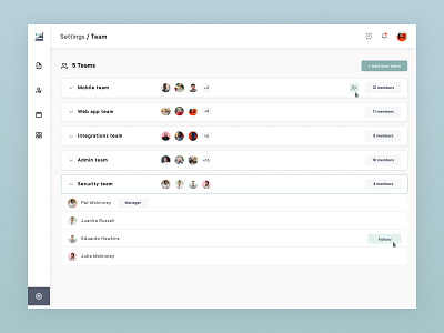 Checkins: Team Settings Screen for Collaboration Software