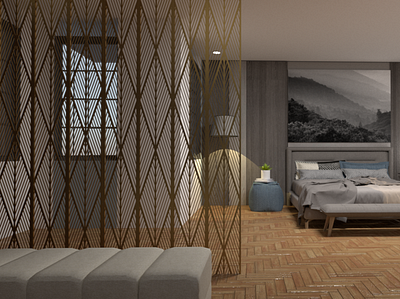 Bedroom 3d design illustration rendering textures