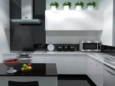 Kitchen black black white design interior textures