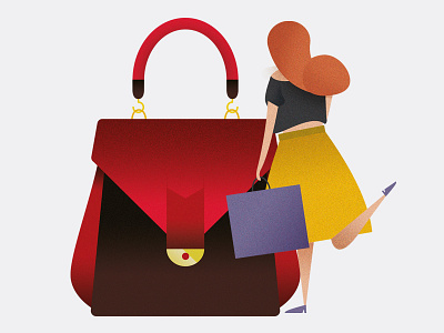 Handbag girl handbag illustration noise shopping texture vector