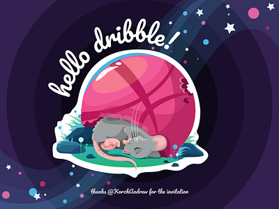 Hello dribbble! adobe illustrator animal character children art digital art dribbble ball first shot hello dribbble illustration mouse vector vector artwork