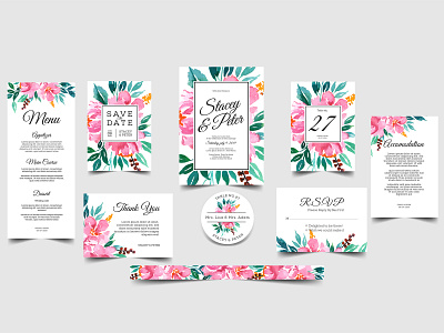 Romantic wedding invitation set floral