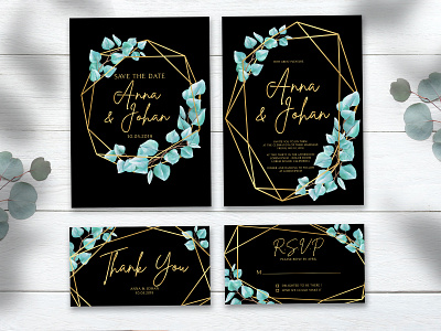 template wedding invitation set.