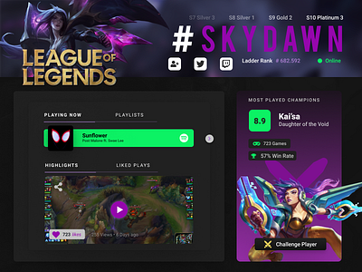 League of Legends Social Profile Redesign league of legends leagueoflegends lol ui uidesign ux uxdesign