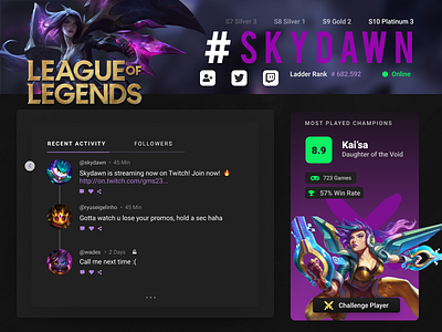 League of Legends Social Profile Redesign