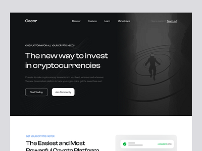 Gacor - Blockchain Landing Page 💸 app bitcoin blockchain crypto crypto app crypto landing page cryptocurrencies design exchange landing page minimal nft nft app nft landing page ui ux web