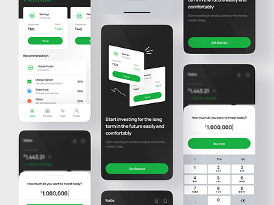 Nabs - Investment Mobile App 💸 app bank finance fintech invest invest app investment app minimal mobile mobile app modern money payment savings share ui ux wallet