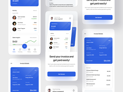Sugih - Invoicing Mobile App 📋 accounting app card design freelance invoice invoice app invoicing app minimal mobile app payment payment app ui ux