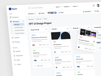Ngatur - Project Management Dashboard 💻 app card dashboard dashboard design design minimal project project management project manager team team manager to do trello ui ux web