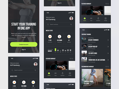 Fitzy - Fitness Mobile App 🏃 app app design fitness fitness app fitness workout health jogging minimal mobile app running ui ux workout