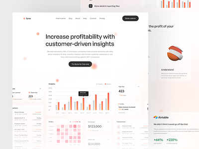 Syrax - Sales Management Landing Page 📈 admin dashboard analytic analytics app crm crm dashboard crm landing page dashboard design graph landing page minimal saas saas landing page stats ui ux web