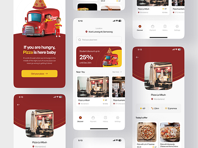 Pizkun - Pizza Delivery App 🍕 app courier delivery delivery app food food app food delivery minimal mobile mobile app pizza pizza app ui ux