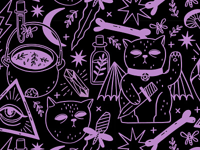 Witchy pattern blog illustration design digital art editorial illustration halloween illustration ipad pro pattern pattern art pattern design pro create