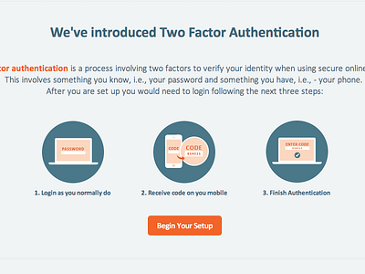 Two Factor Authentication Intro Mockup 2fa authentication currencyfair landing page security